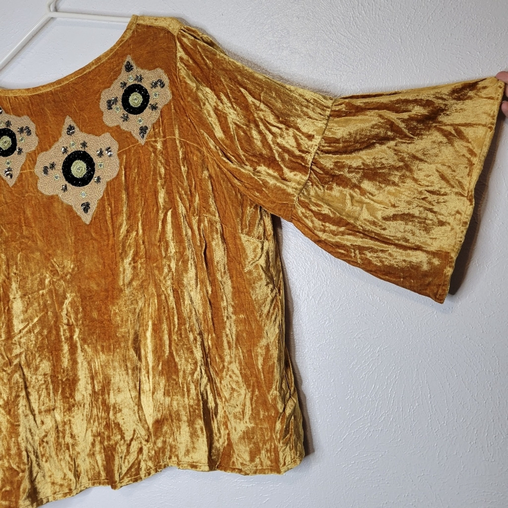 Anthropologie Seen Worn Kept Carina Beaded Velvet Blouse Women's Size 2XL - Picture 11 of 12